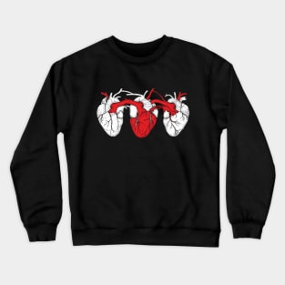 Triple Heart. White Red White Crewneck Sweatshirt